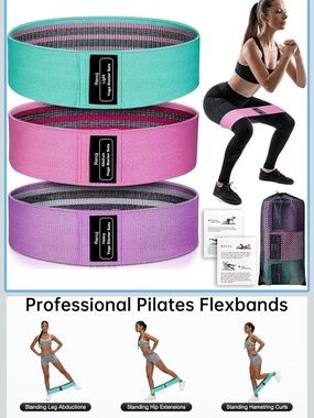 Fabric Resistance Loop Bands - Teal, Pink, Lavender Set